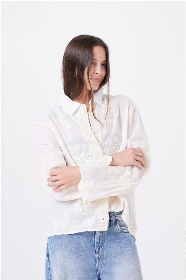 Camisa Femme Bordada con Lentejuelas GU8000