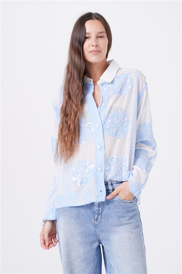 Camisa Femme Bordada con Lentejuelas GU8000