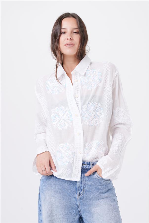 Camisa Femme Bordada con Lentejuelas GU8000