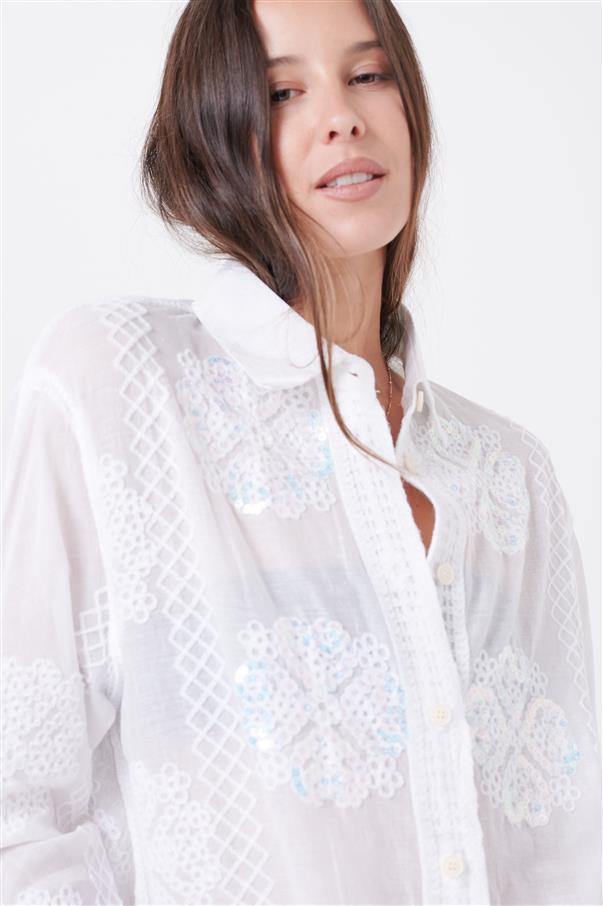 Camisa Femme Bordada con Lentejuelas GU8000