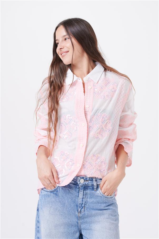 Camisa Femme Bordada con Lentejuelas GU8000