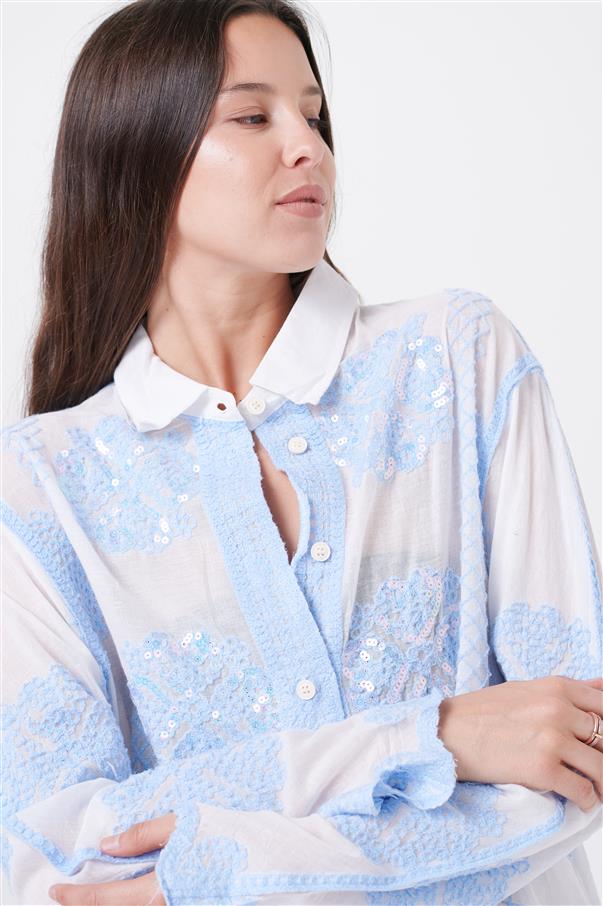 Camisa Femme Bordada con Lentejuelas GU8000