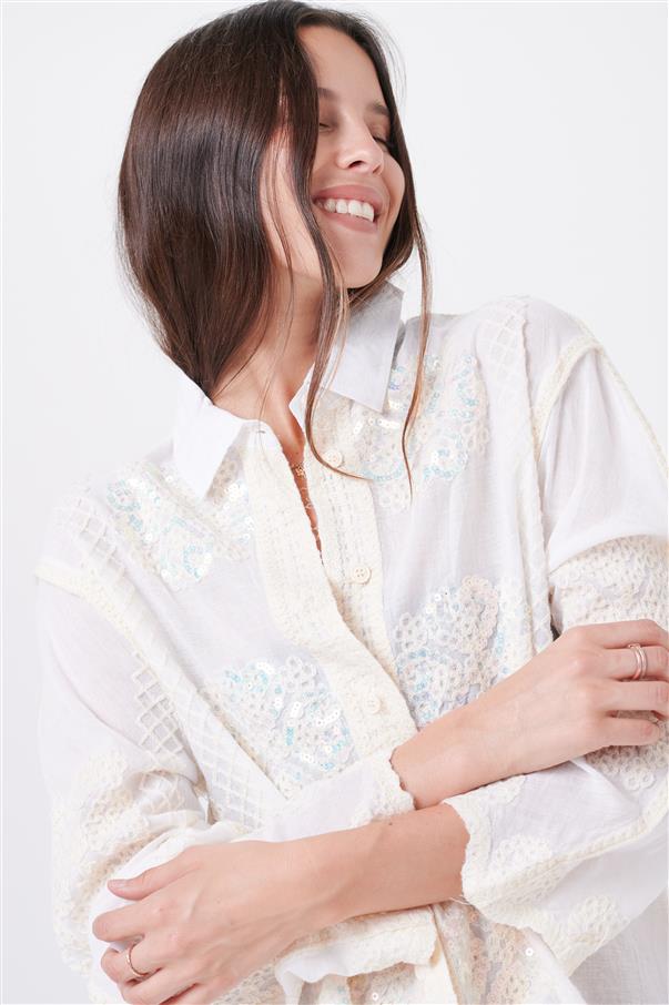 Camisa Femme Bordada con Lentejuelas GU8000