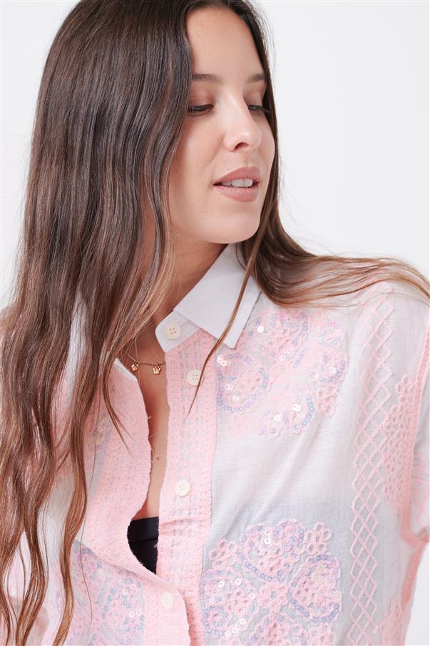 Camisa Femme Bordada con Lentejuelas GU8000