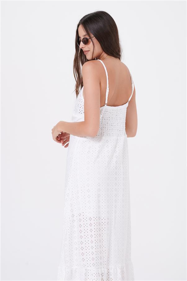 Vestido Frani de Broderie Calado con Nudo GUK163