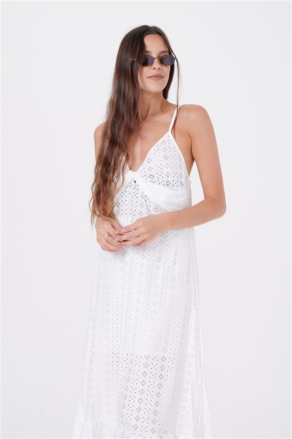 Vestido Frani de Broderie Calado con Nudo GUK163