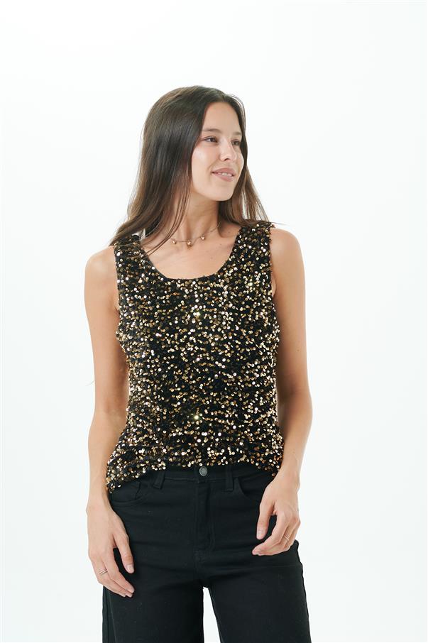 Musculosa Silken Lentejuelas Gold GU071