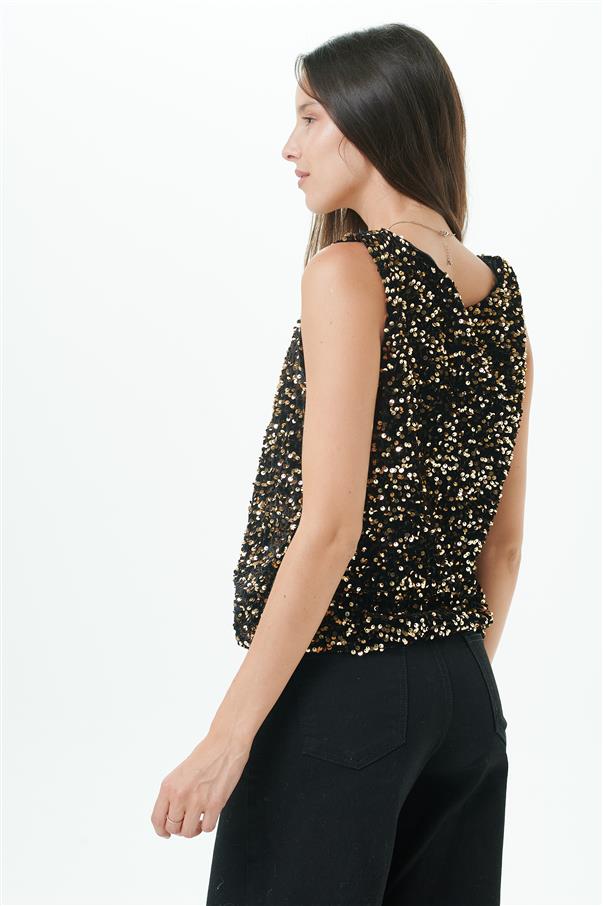 Musculosa Silken Lentejuelas Gold GU071