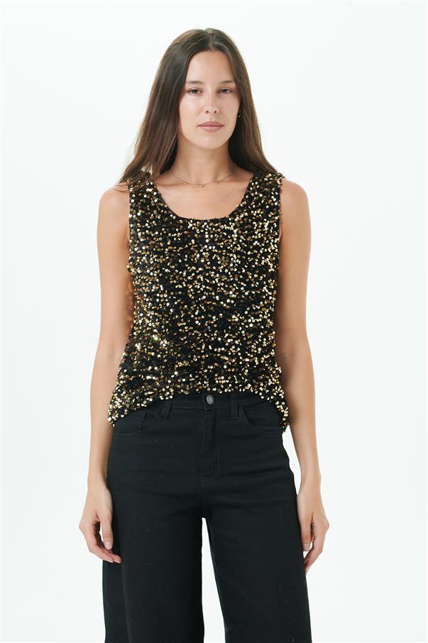 Musculosa Silken Lentejuelas Gold GU071