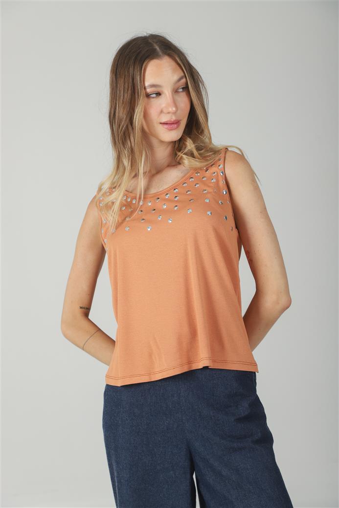 Musculosa Kata Creppe Tachas