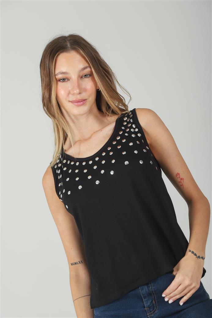 Musculosa Kata Creppe Tachas