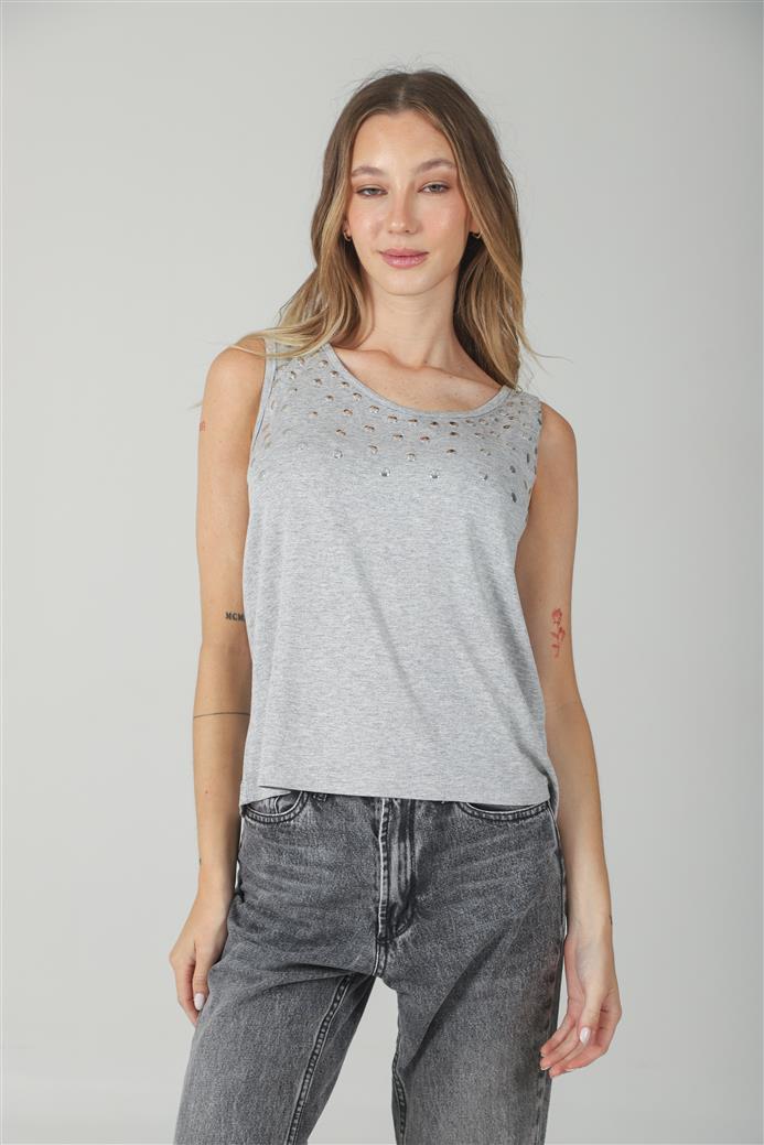 Musculosa Kata Creppe Tachas