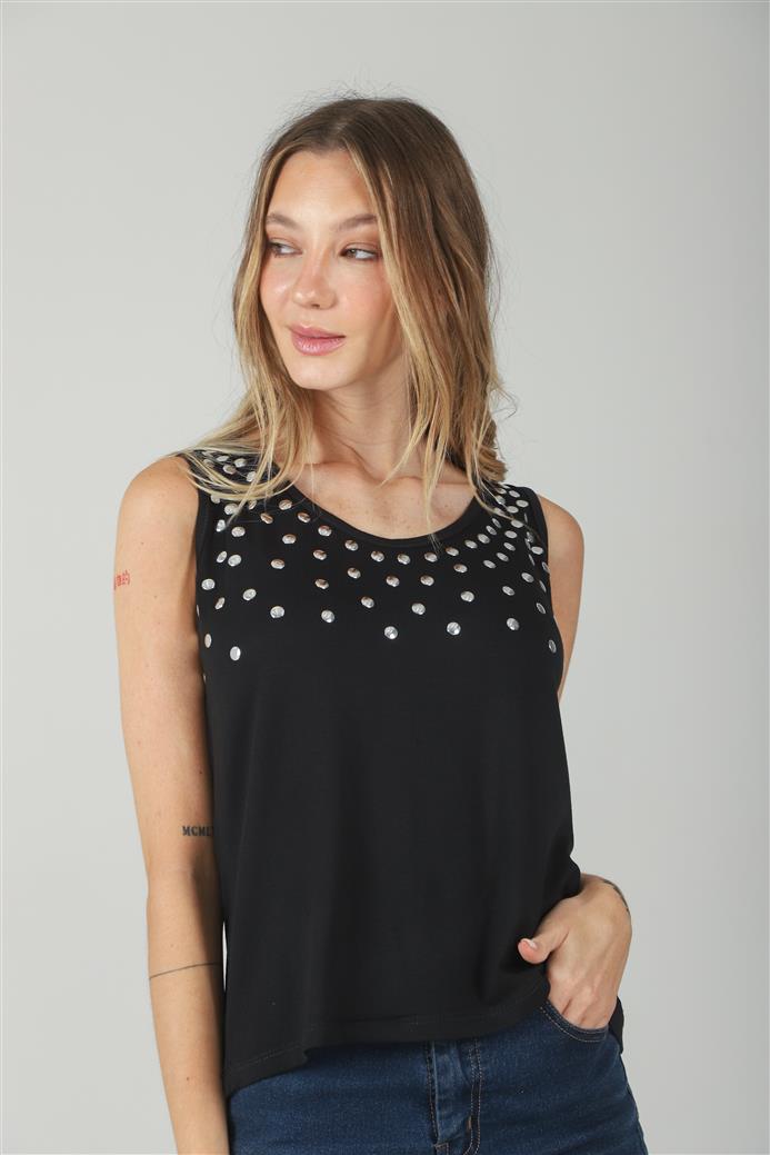 Musculosa Kata Creppe Tachas