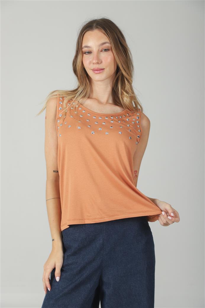 Musculosa Kata Creppe Tachas