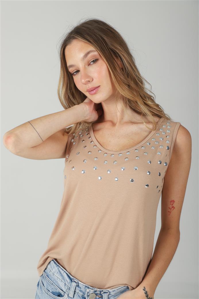 Musculosa Kata Creppe Tachas