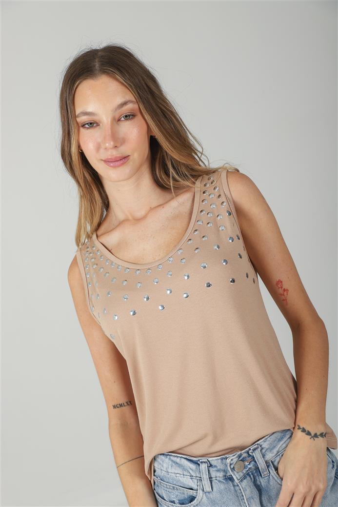 Musculosa Kata Creppe Tachas
