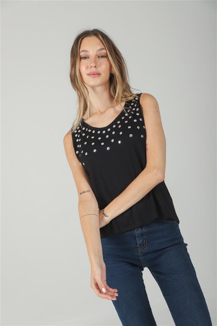 Musculosa Kata Creppe Tachas