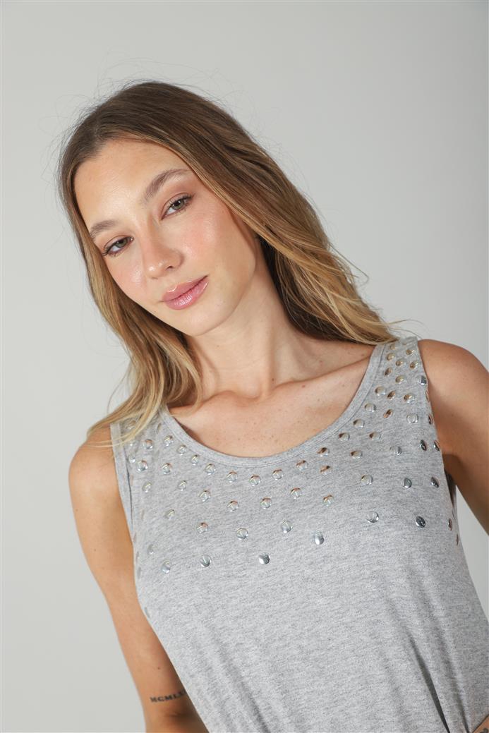Musculosa Kata Creppe Tachas