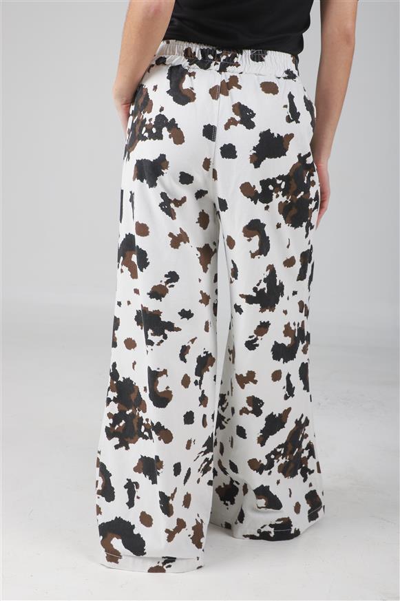 Pantalon Vaca Ancho de Gabardina con Bolsillos