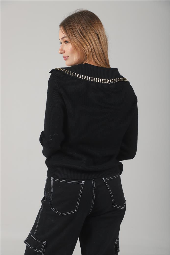 Sweater Bonjour Tipo Chomba C/ Tachas en Cuello GUL652