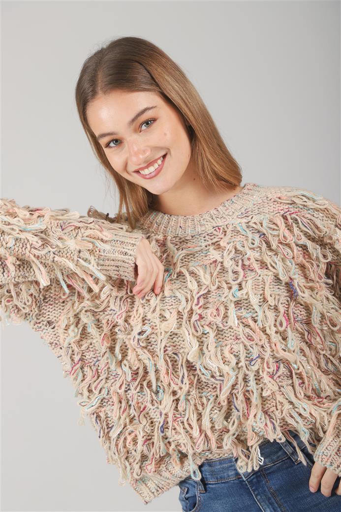 Sweater MALIBU Tejido Grueso c/ Flecos GUL74222